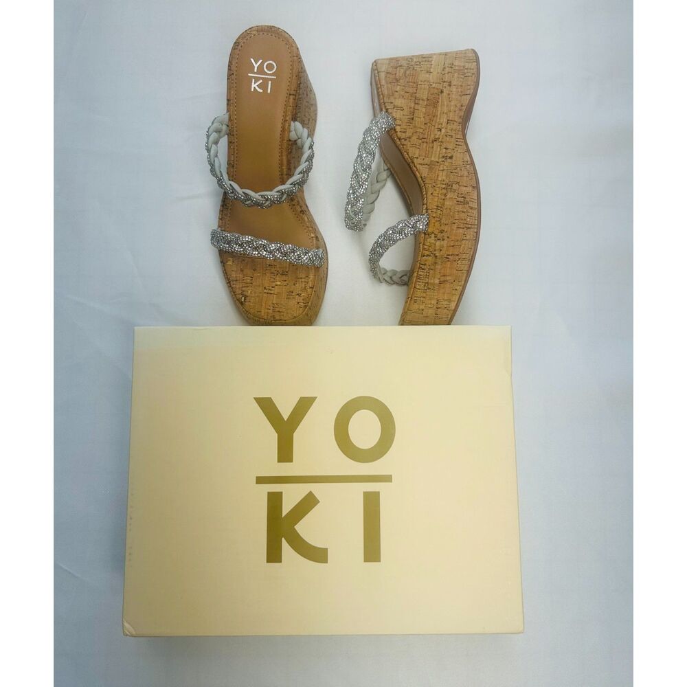 New In the Box Yoki Kora-10 Rhinestone Wedge Sandles Size 6.5
